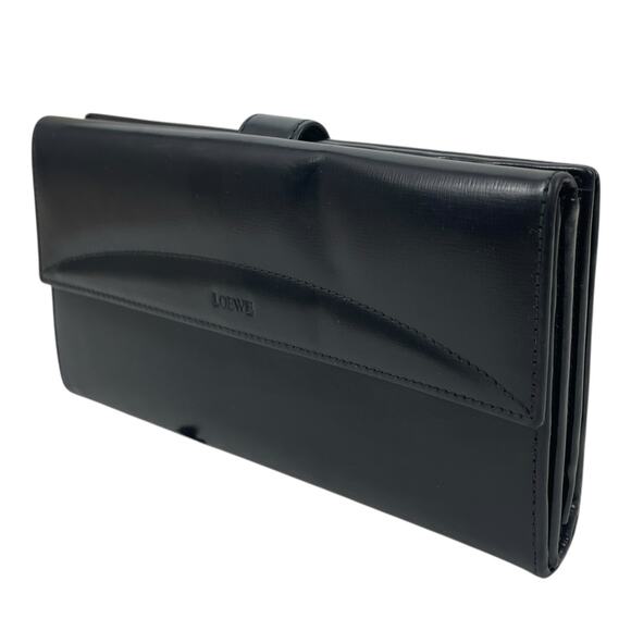 Loewe Black Smooth Leather Bifold Long Wallet Women Made in Spain - Picture 4 of 13